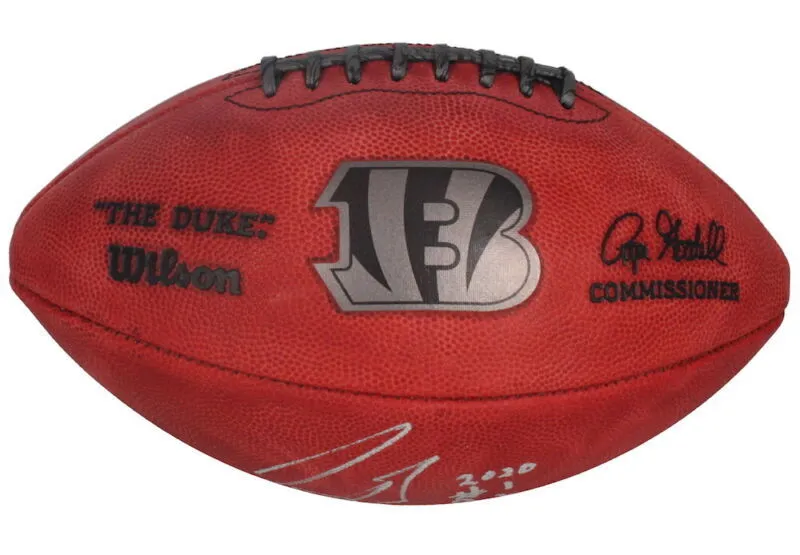 Joe Burrow Autographed "2020 #1 Pick" Metallic Logo Football Fanatics LE 9/24