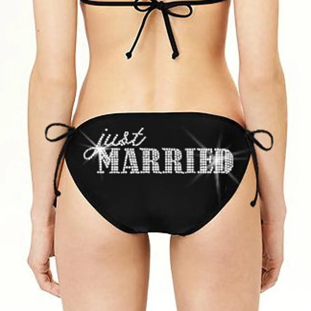 Just Married Classic String Bikini - Tropical Green
