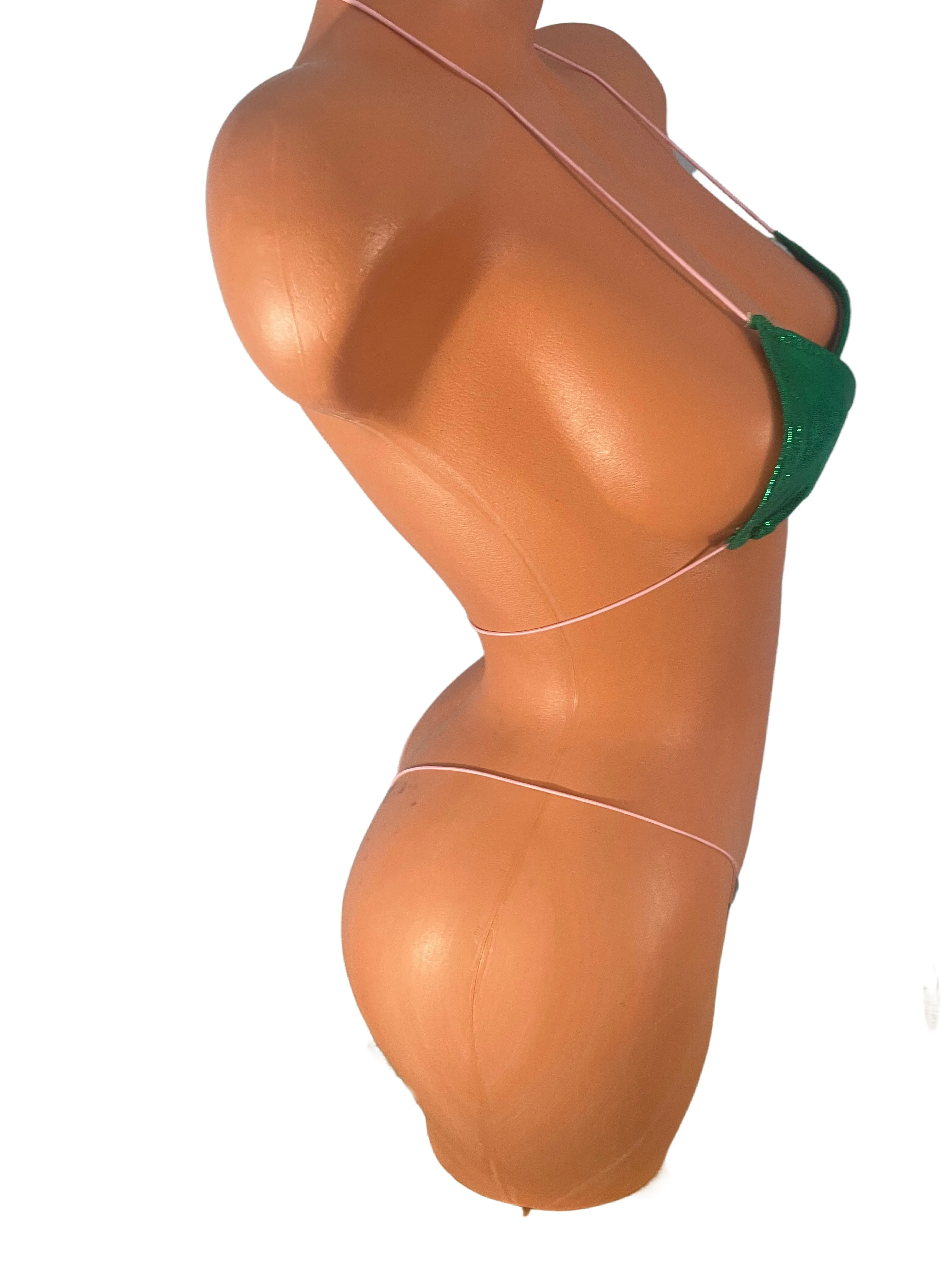 Kelly Green pink elastic micro bikini