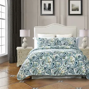 King Quilt   2 Sham Torres Reversible Paisley 3 Piece Quilt Set! Retails $250 