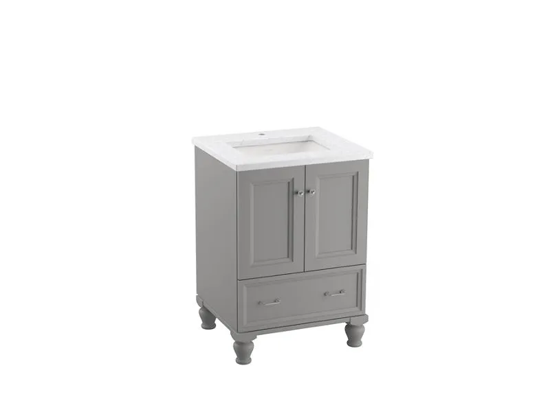 KOHLER K-CM99514-BD1 Damask 24" bathroom vanity cabinet with sink and quartz top