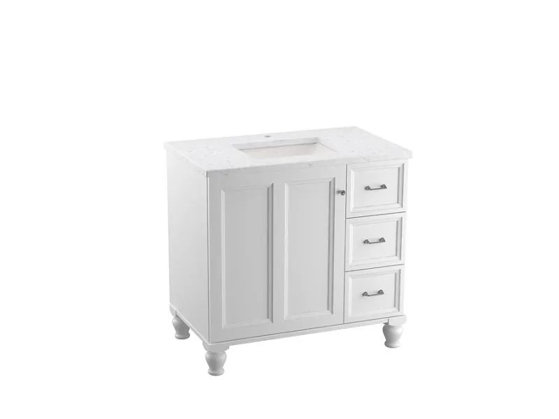 KOHLER K-CM99520-BD1 Damask 36" bathroom vanity cabinet with sink and quartz top