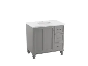 KOHLER K-CM99520-BD1 Damask 36" bathroom vanity cabinet with sink and quartz top