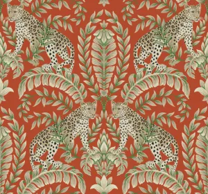 KT2201 Jungle Leopard Wallpaper-Orange