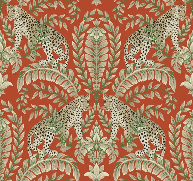 KT2201 Jungle Leopard Wallpaper-Orange