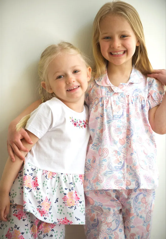 Lilac Woven Paisley Print Traditional Pyjamas for Girls