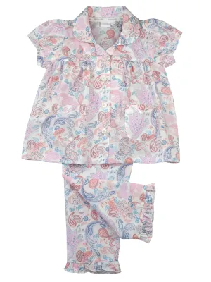 Lilac Woven Paisley Print Traditional Pyjamas for Girls