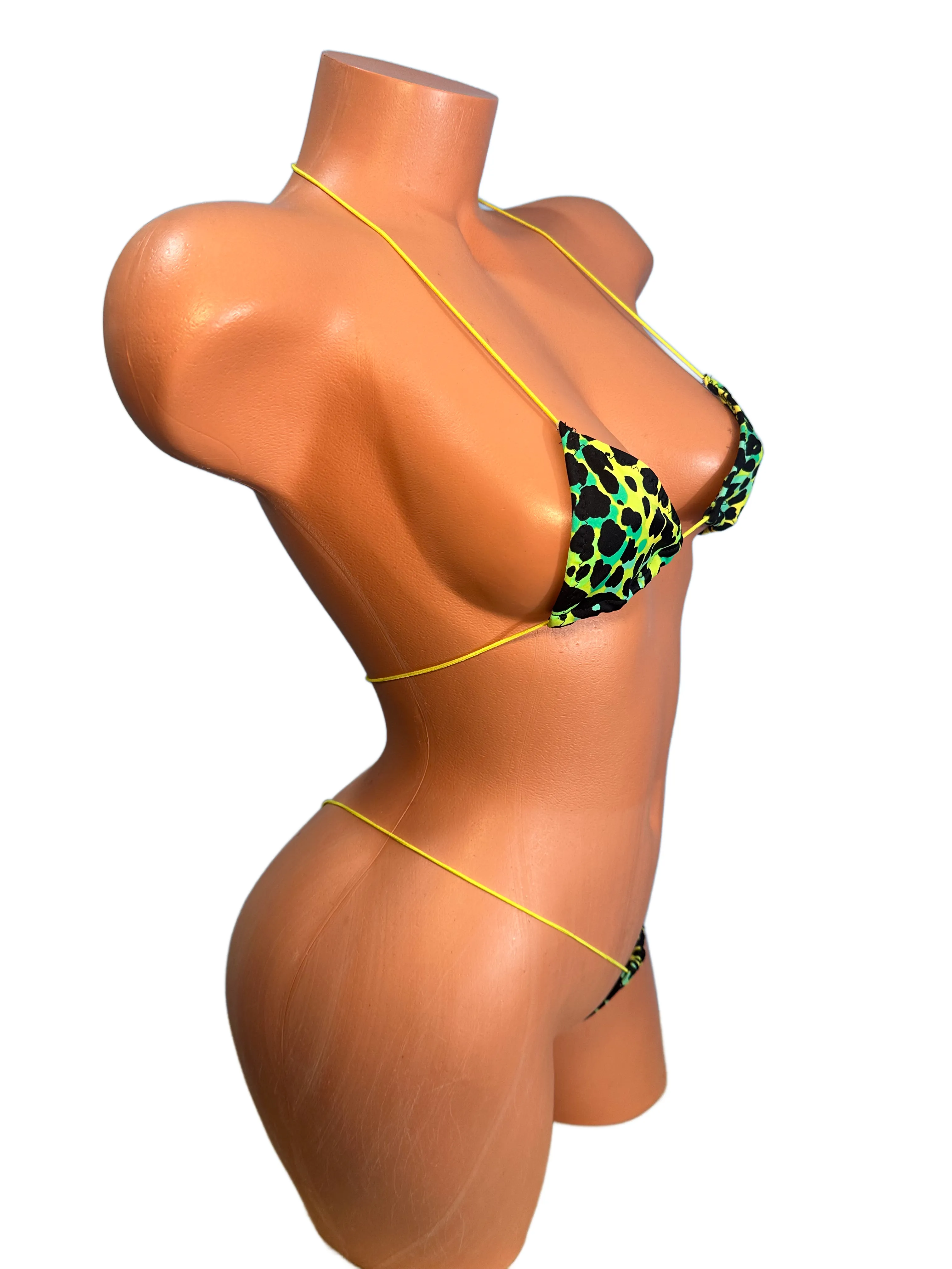 Lime green cheetah print Micro Bikini