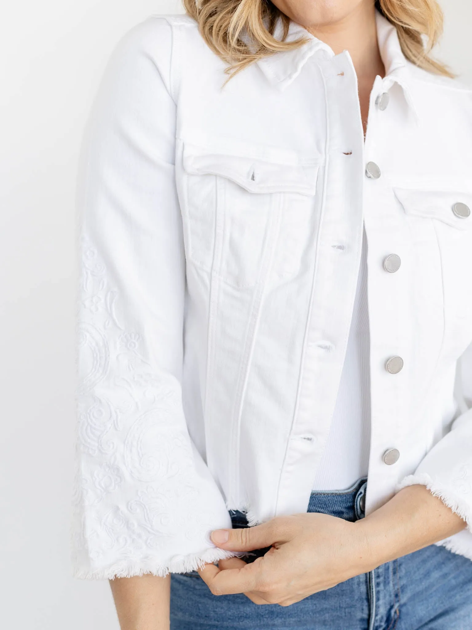 Liverpool Fray Hem Wide Sleeve Jacket