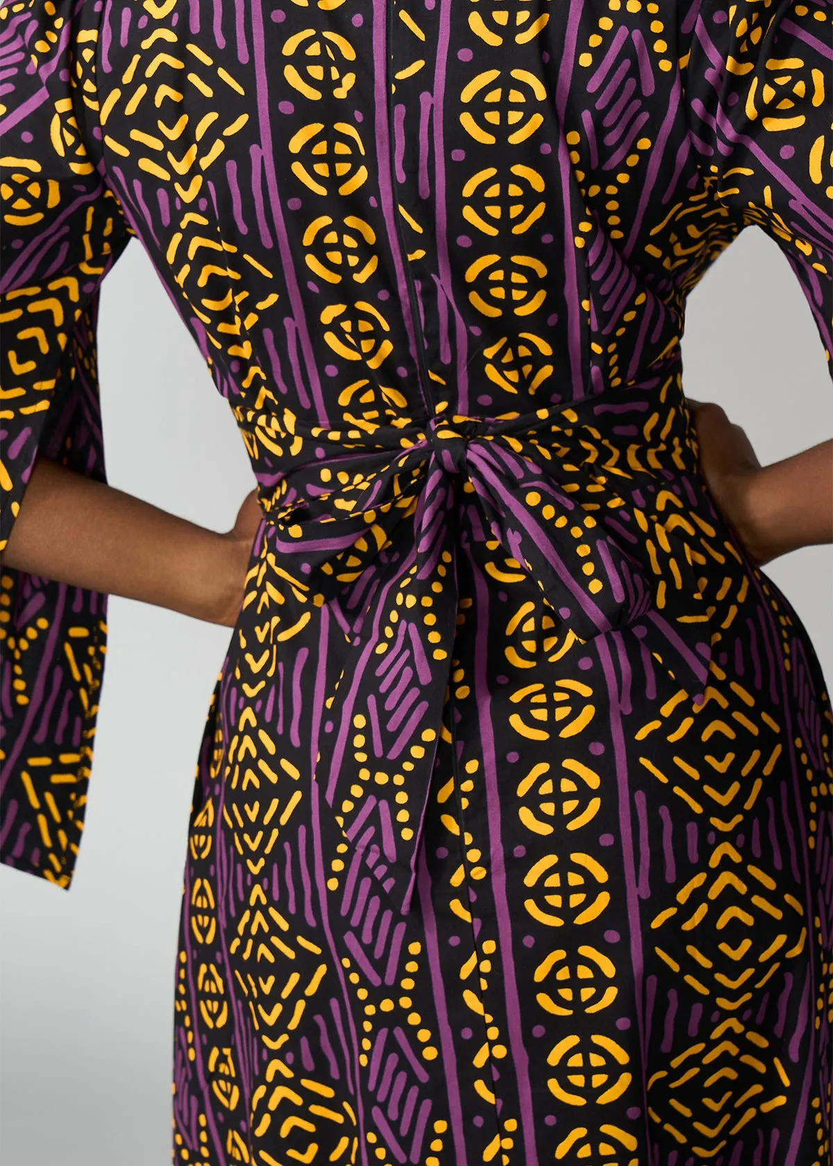 Liya Women's African Print Maxi Dress (Gold Purple Mudcloth)
