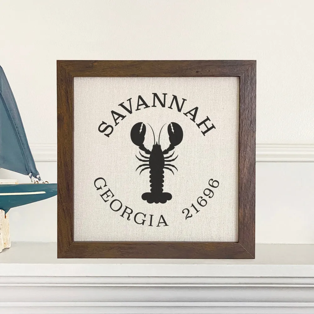 Lobster w/ City and State - Framed Sign