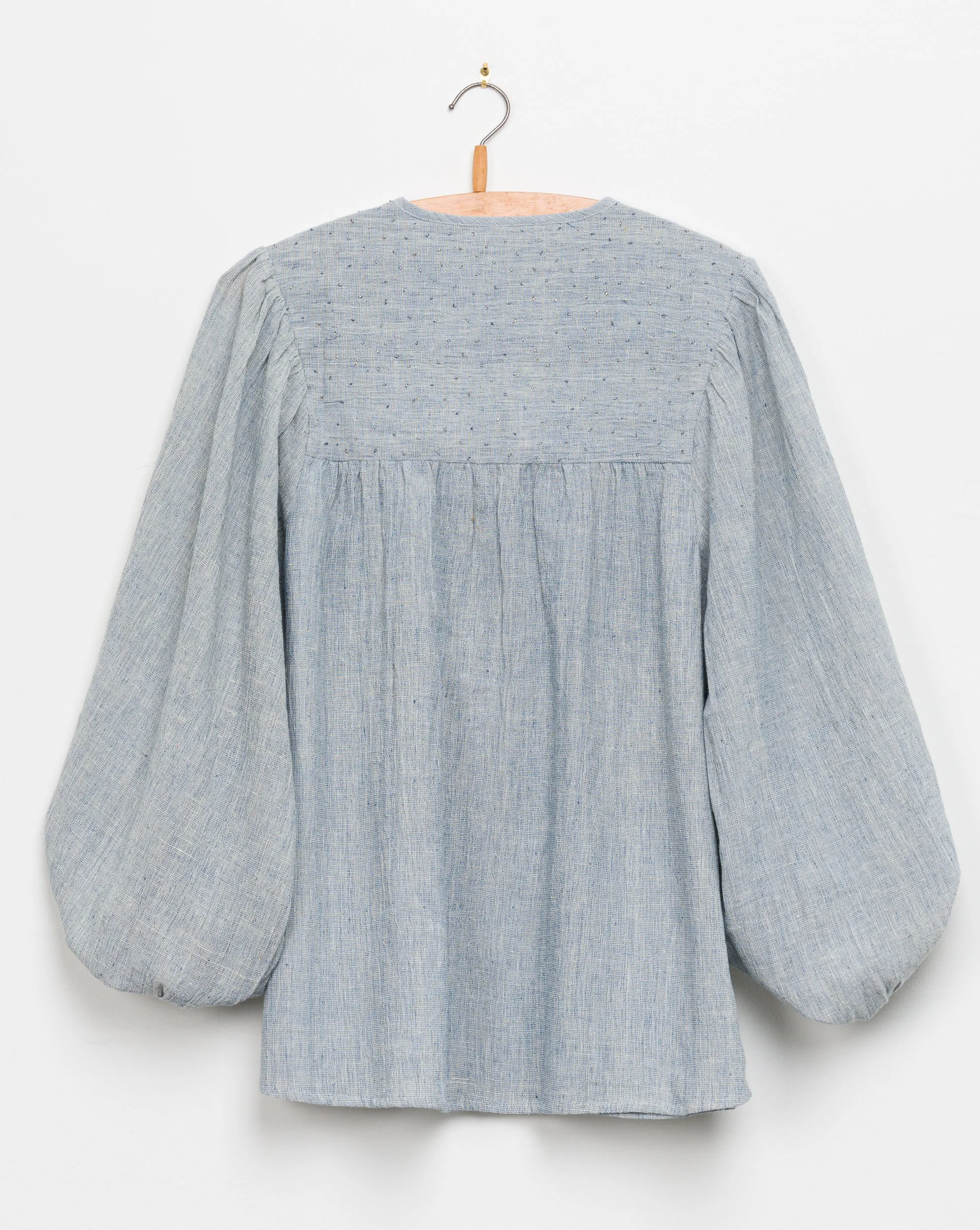 Madhuri L/S Peasant Top in Lt Indigo Gauze