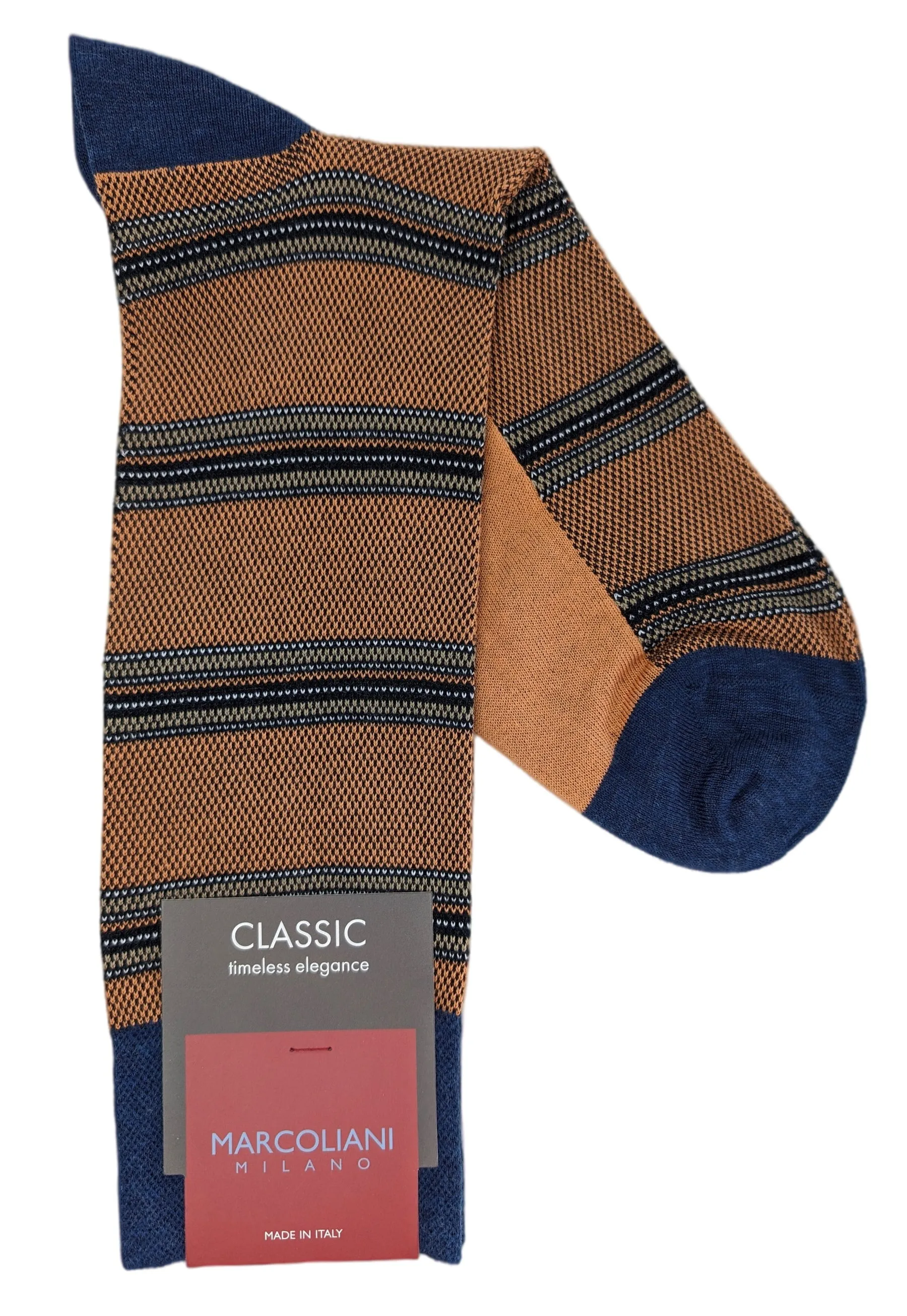 Marcoliani 4719 Pique Stripe Cotton Blend Socks