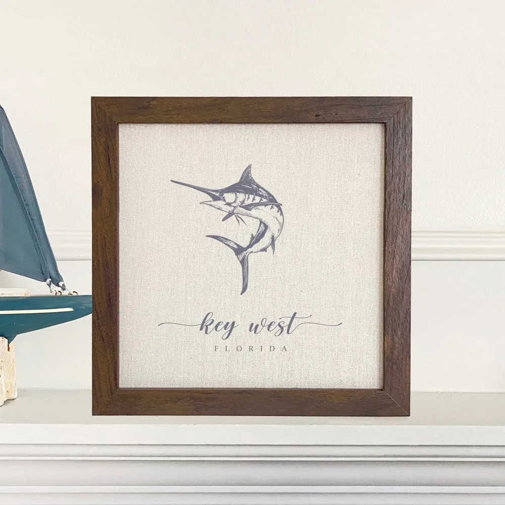Marlin w/ City, State - Framed Sign