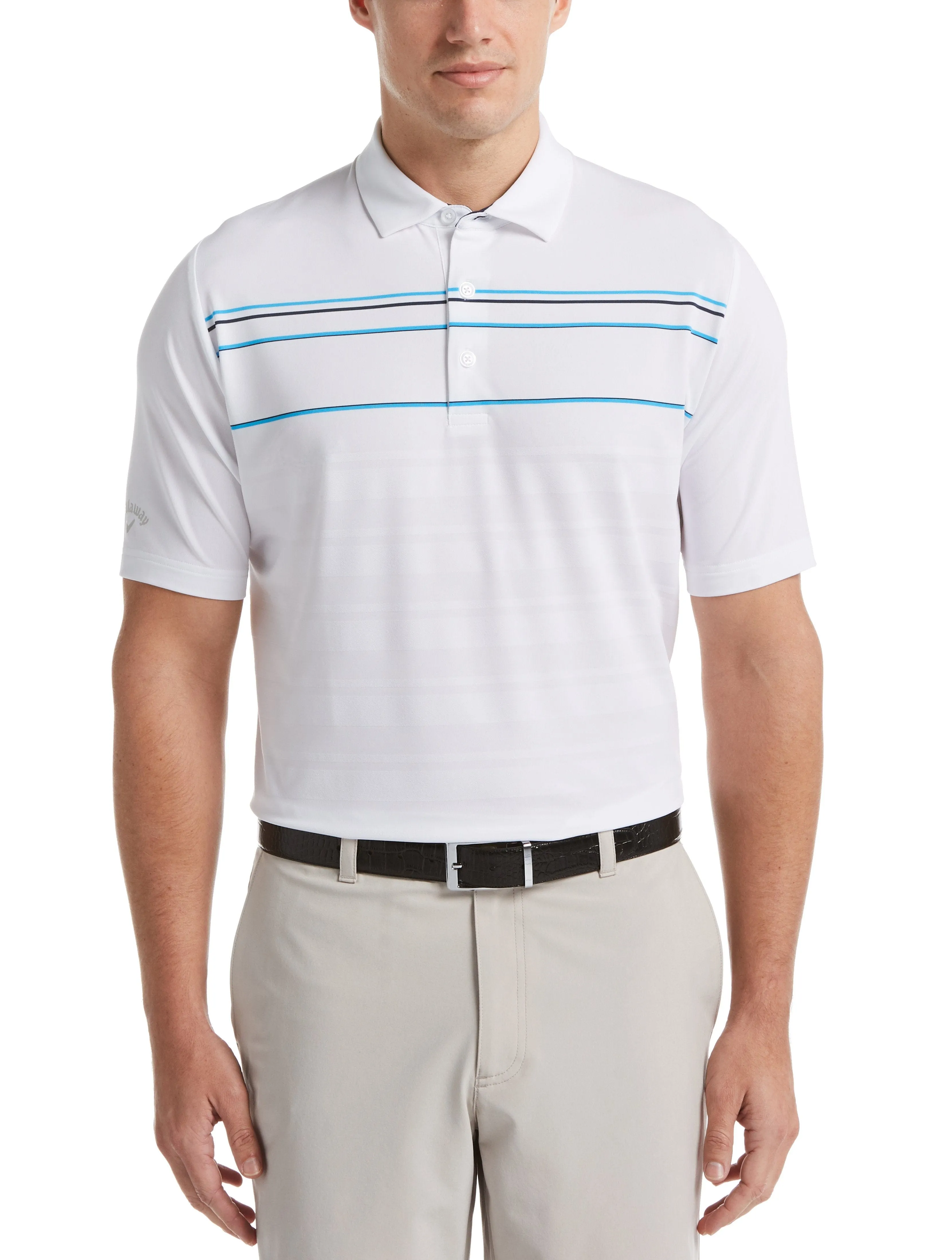 Mens Engineered Stripe Textured Chest Swing Tech™ Polo