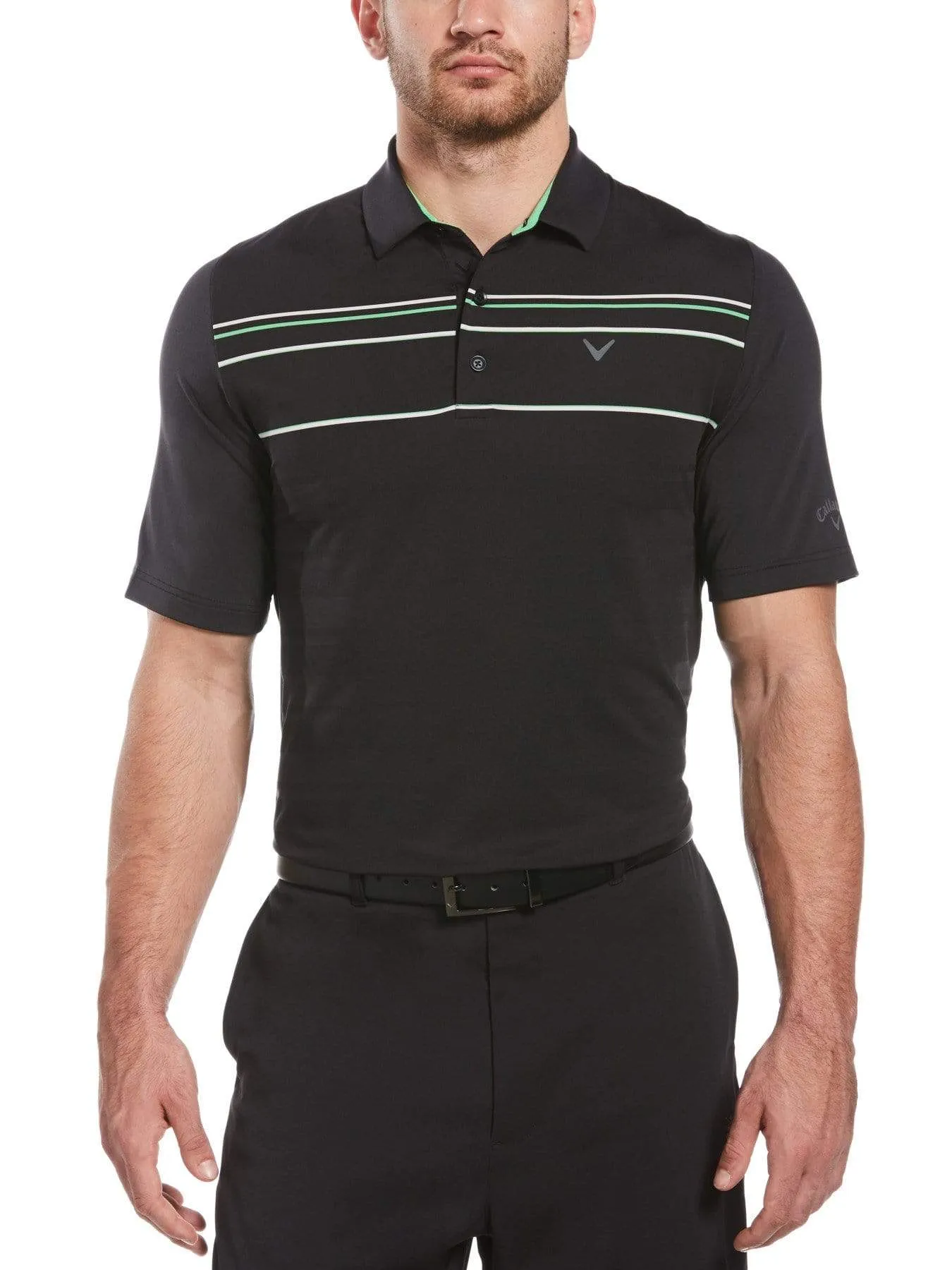 Mens Engineered Stripe Textured Chest Swing Tech™ Polo