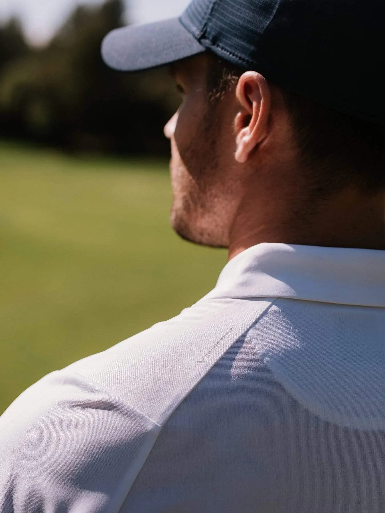 Mens Engineered Stripe Textured Chest Swing Tech™ Polo