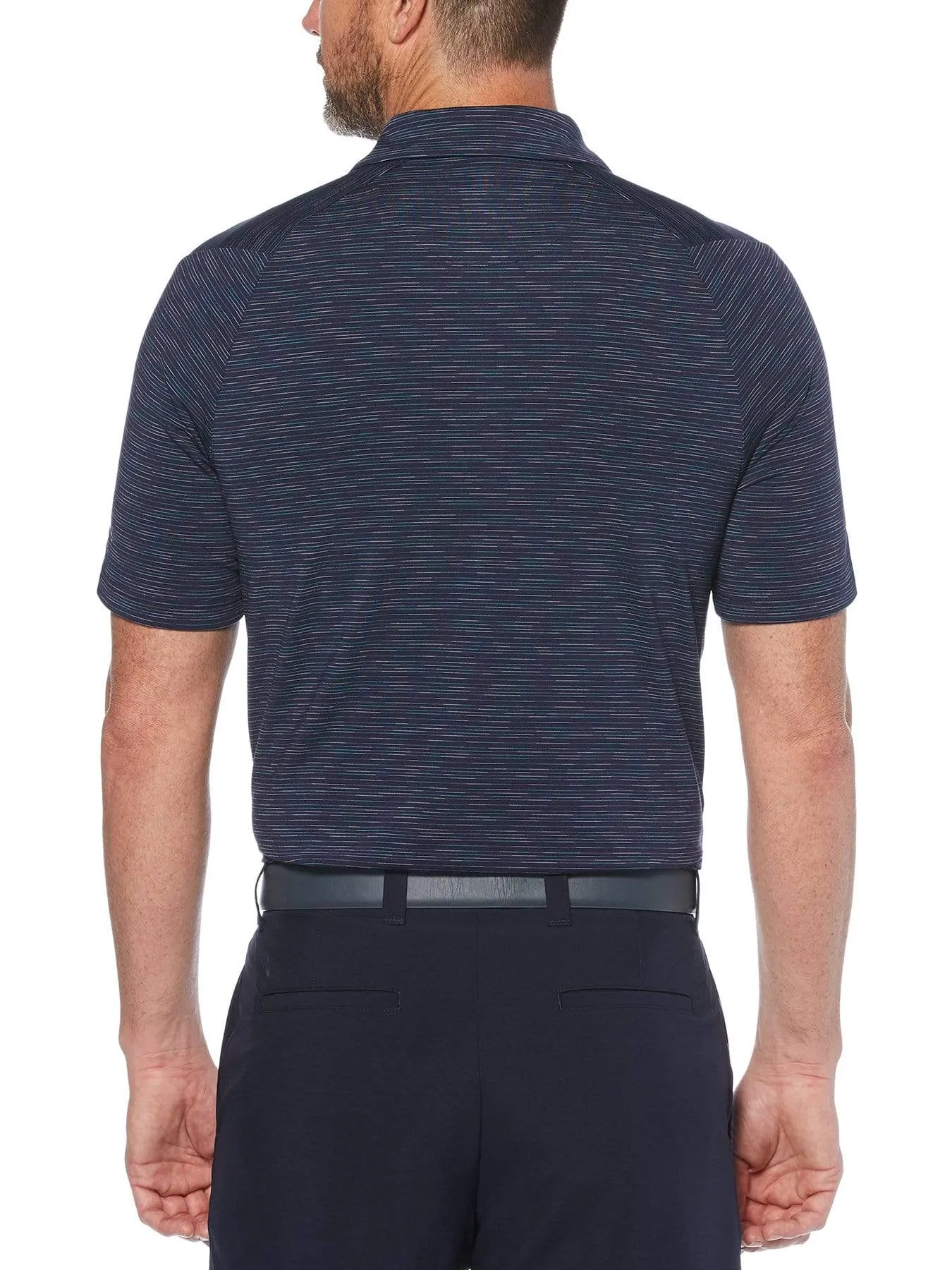 Mens Marled Texture Stripe Polo