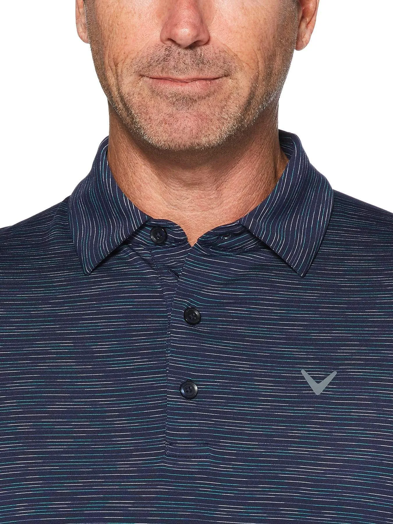 Mens Marled Texture Stripe Polo