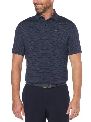 Mens Marled Texture Stripe Polo