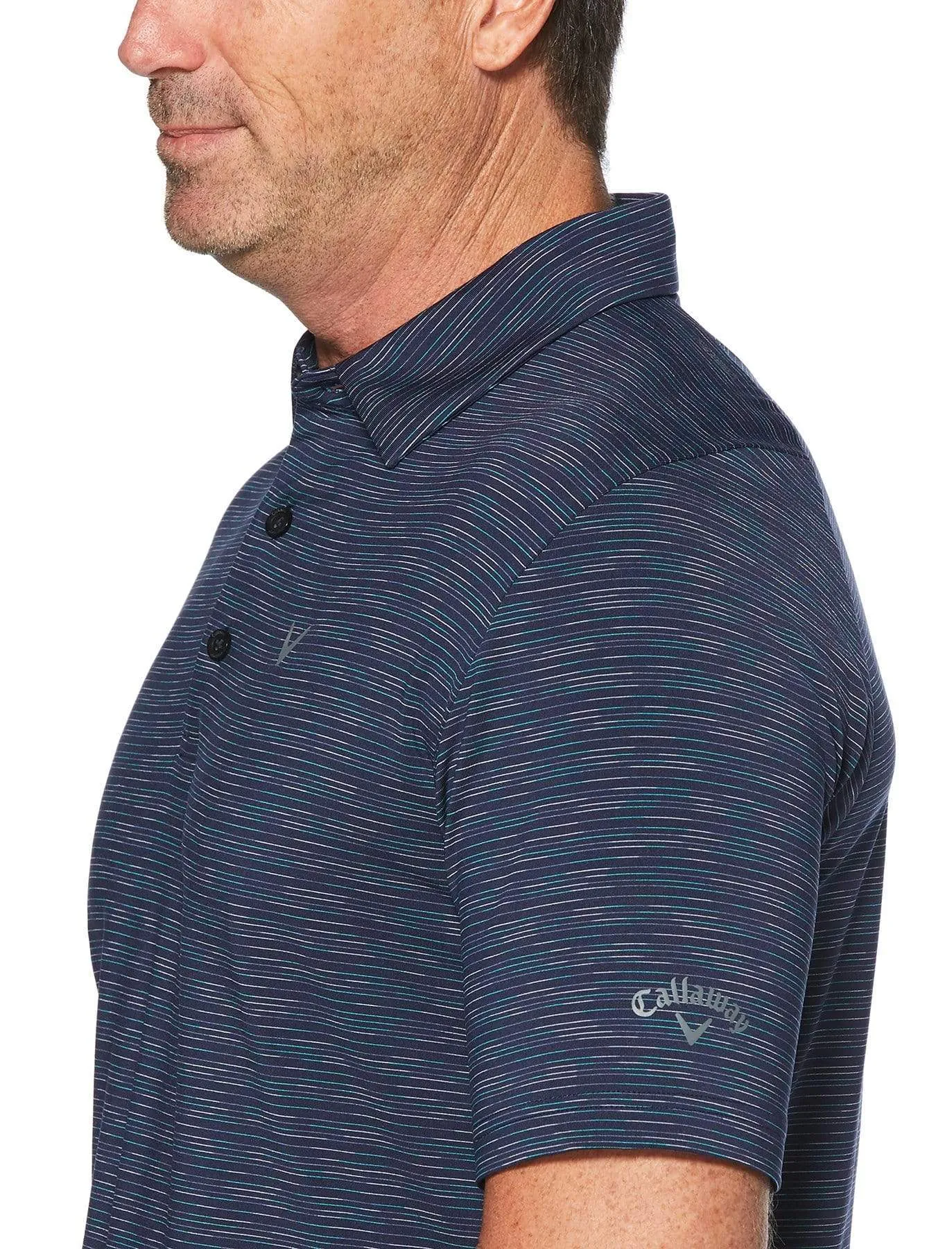 Mens Marled Texture Stripe Polo