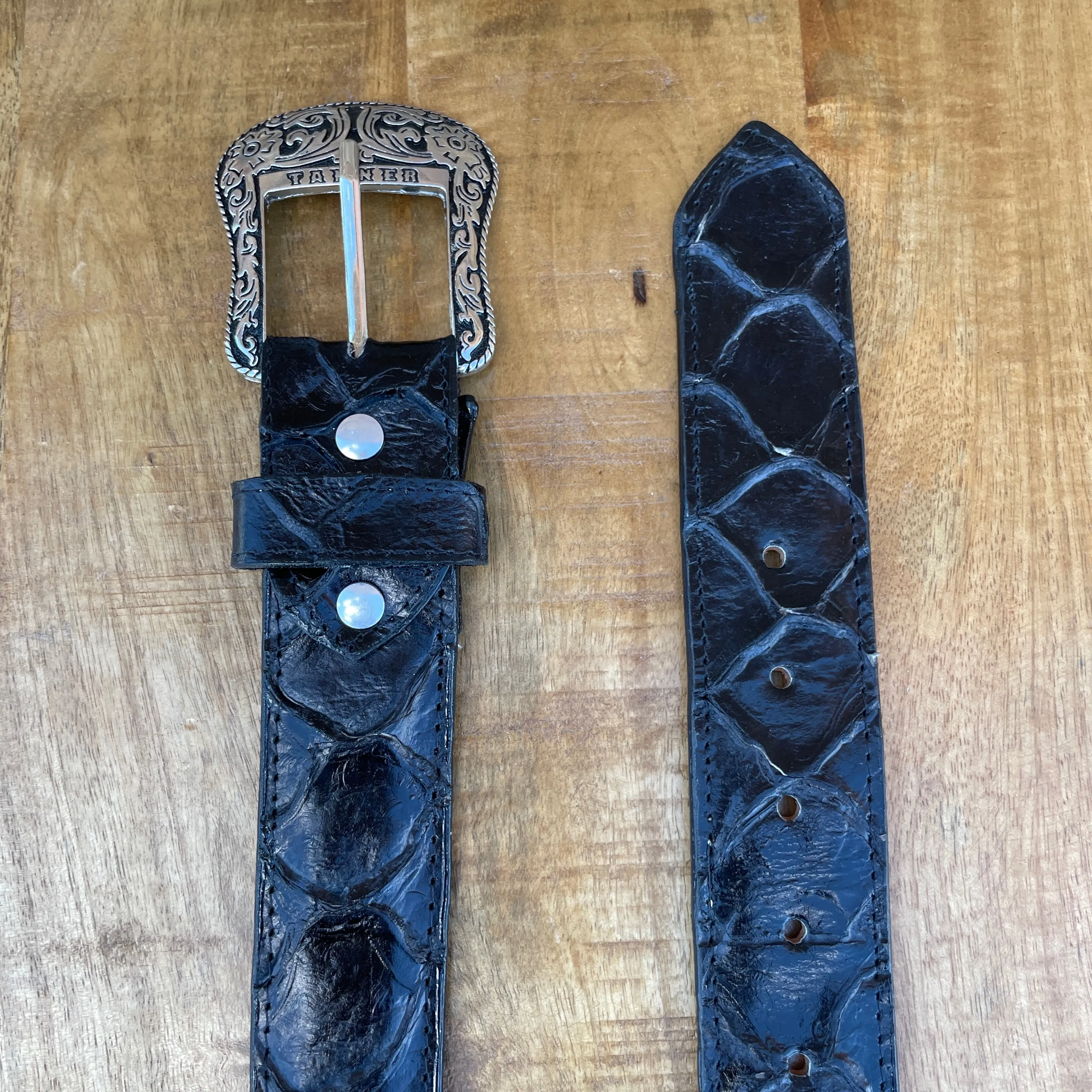 Men’s Tanner Mark Black Fish Print Belt