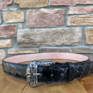 Men’s Tanner Mark Black Fish Print Belt