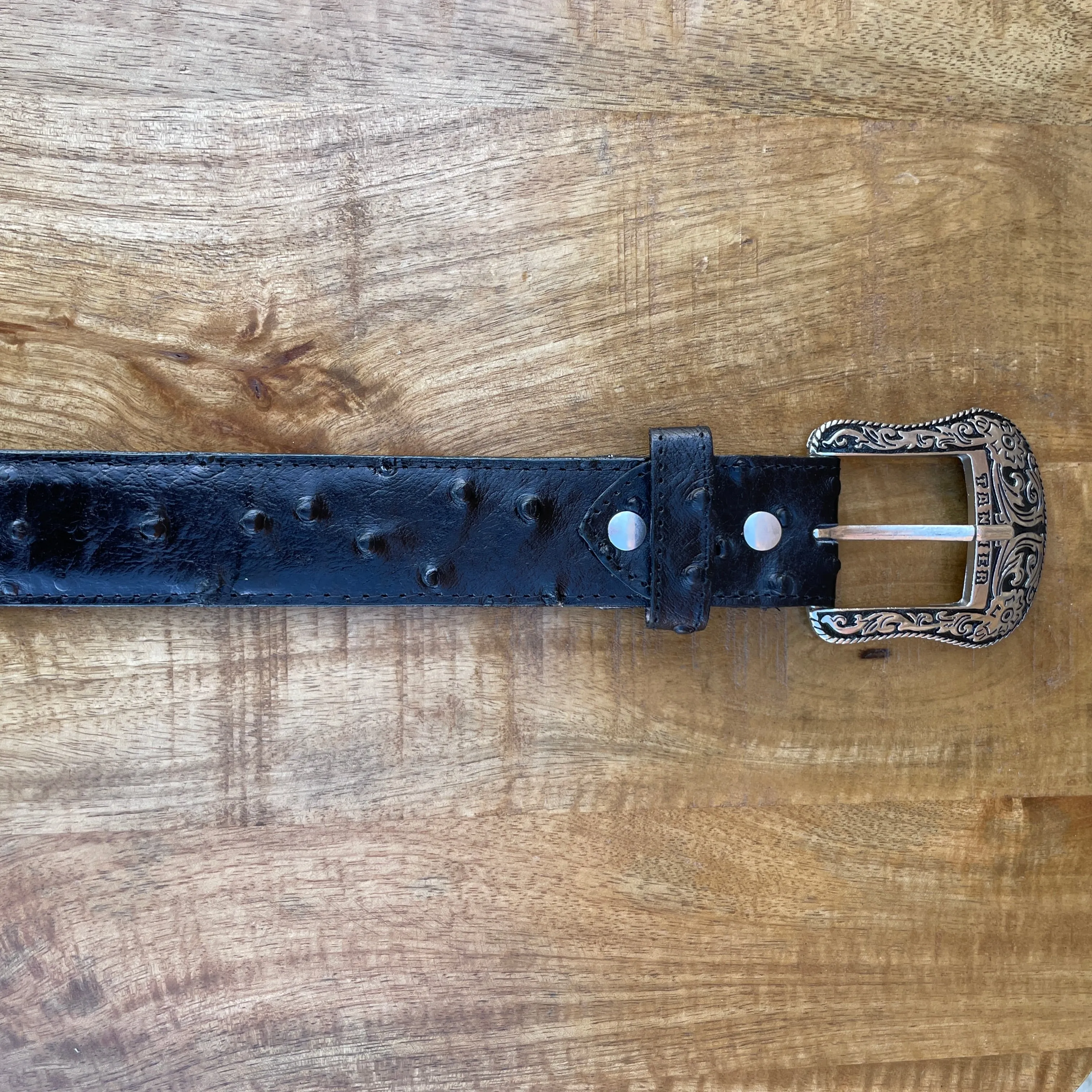 Men’s Tanner Mark Black Ostrich Print Belt