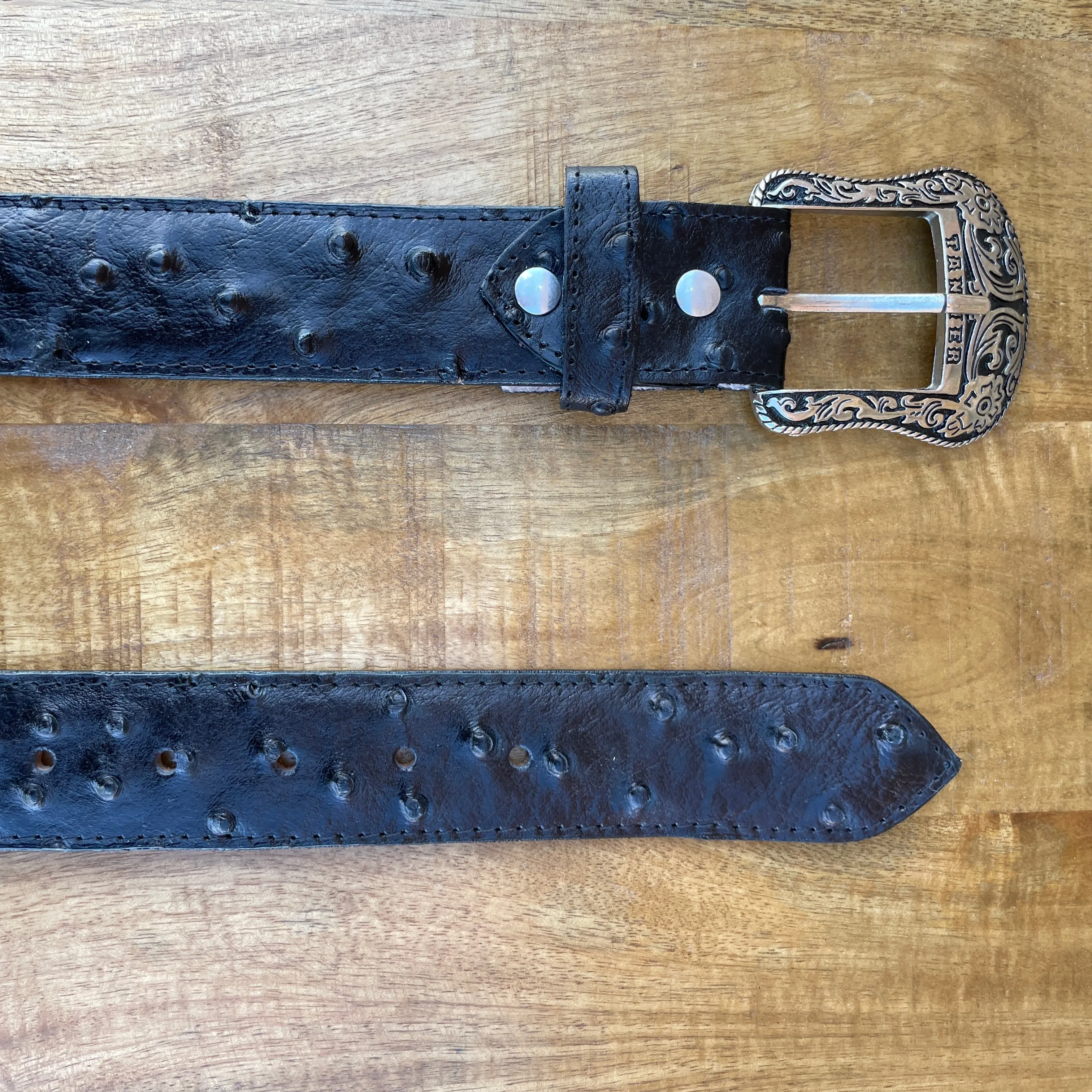 Men’s Tanner Mark Black Ostrich Print Belt
