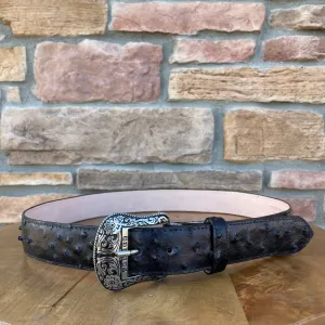 Men’s Tanner Mark Black Ostrich Print Belt