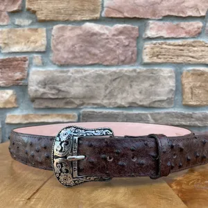 Men’s Tanner Mark Brown Ostrich Print Belt