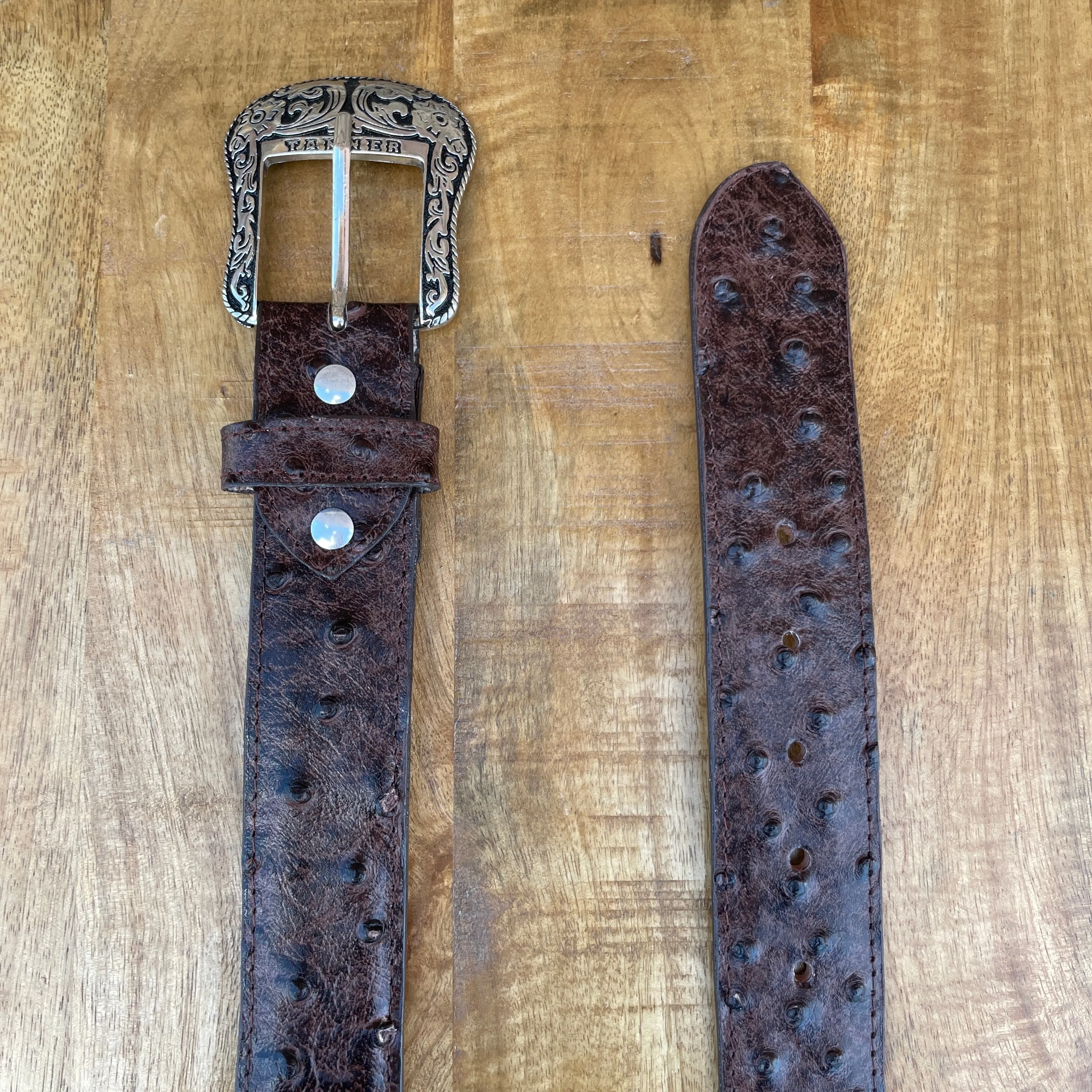 Men’s Tanner Mark Brown Ostrich Print Belt