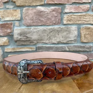 Men’s Tanner Mark Cognac Fish Print Belt