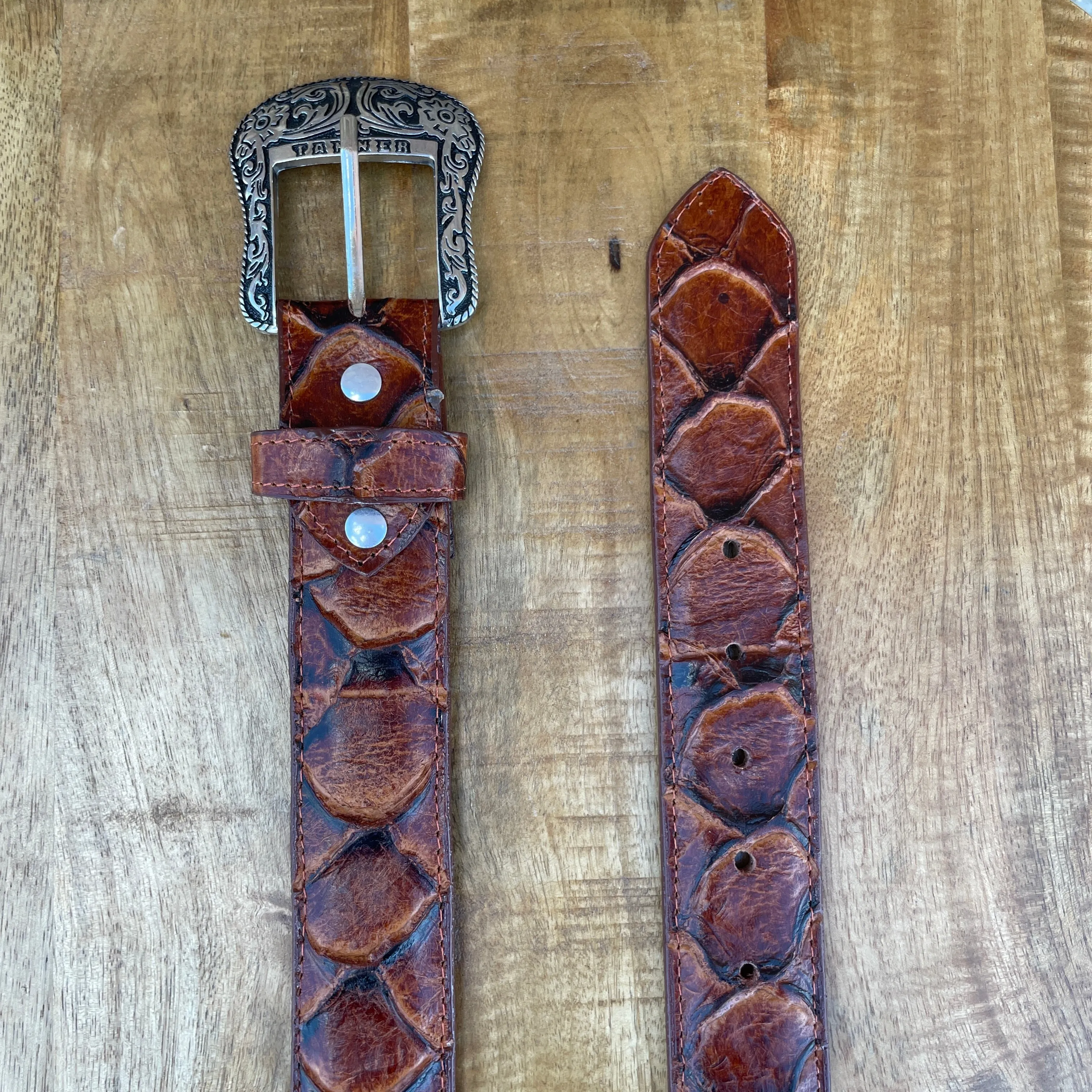 Men’s Tanner Mark Cognac Fish Print Belt