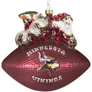 Minnesota Vikings Ornament 5 1/2 Inch Peggy Abrams Glass Football CO