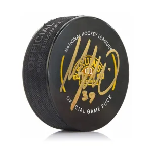 Morgan Geekie Autographed Boston Bruins 100 Anniversary Hockey Game Puck JSA PSA