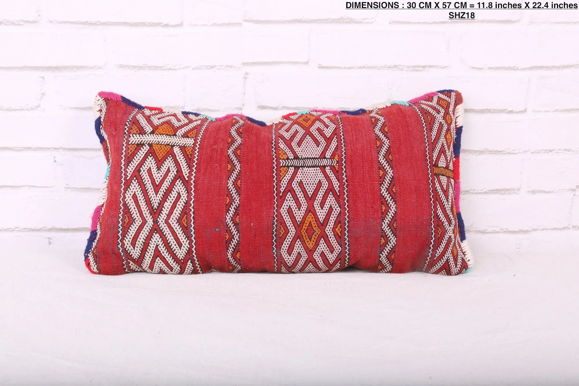 Moroccan pillow red 11.8 inches X 22.4 inches