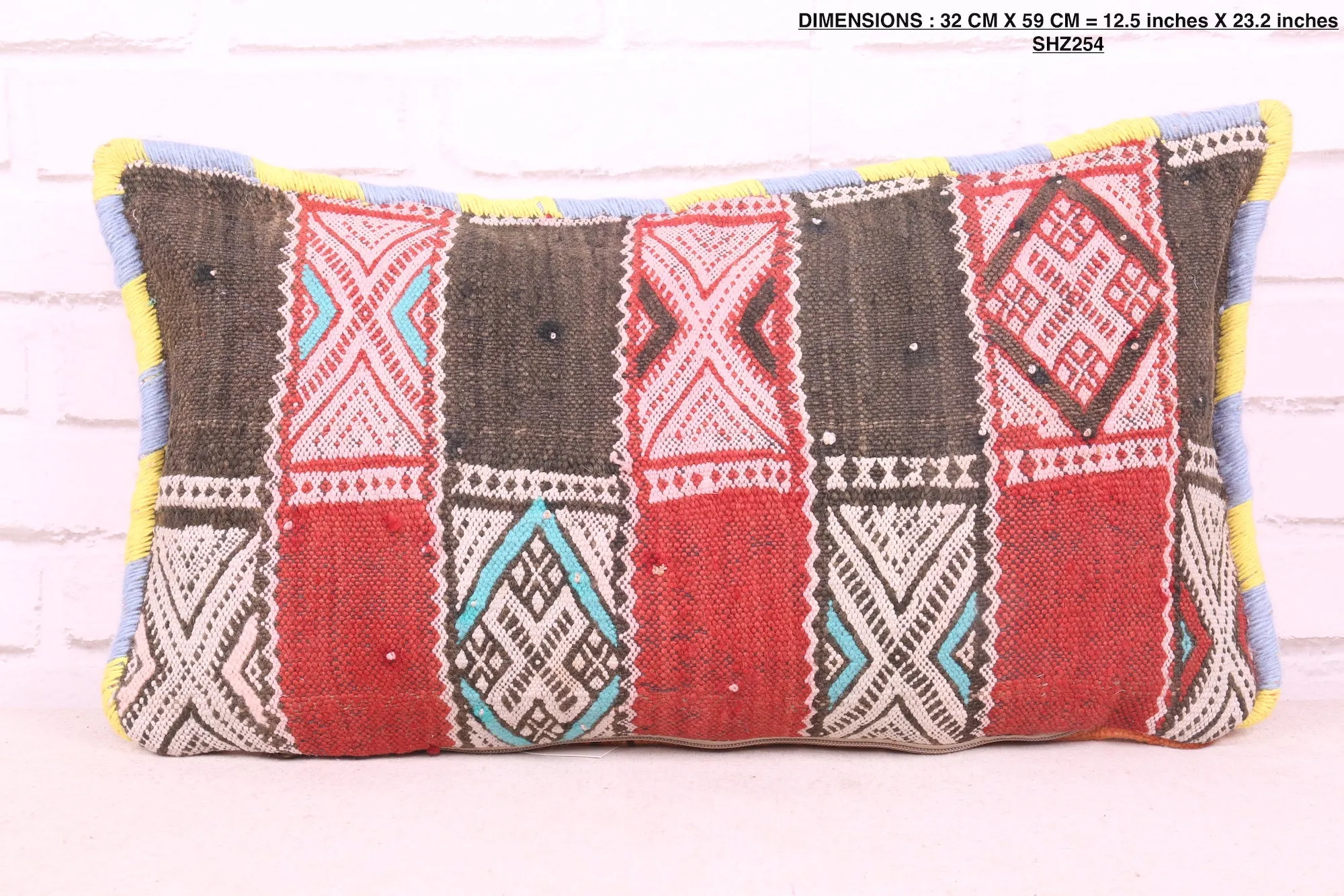 Moroccan tribal pillow 12.5 inches X 23.2 inches