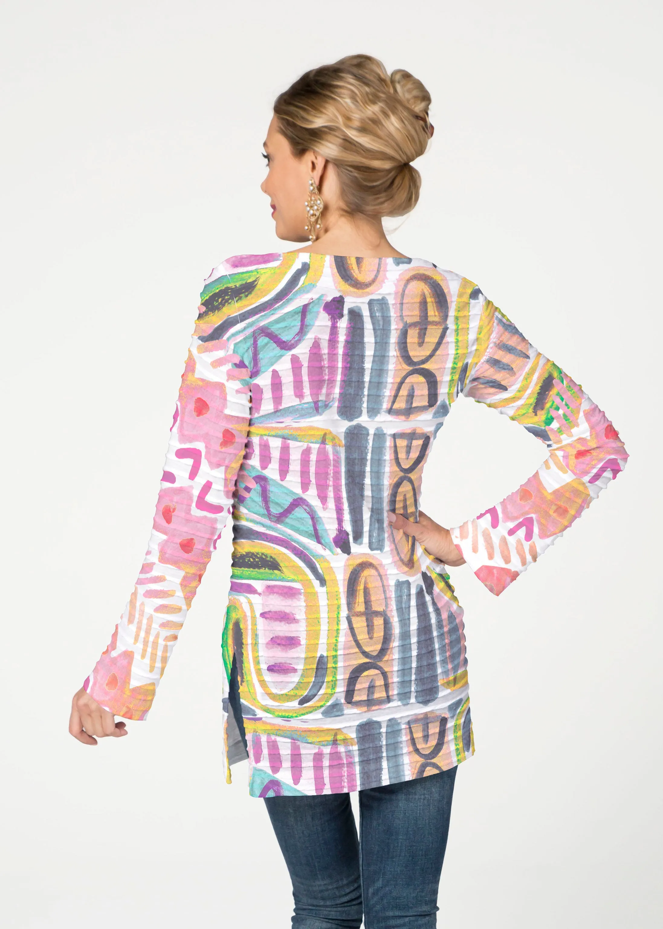 Musical Dance (17263) ~ Banded Boatneck Tunic