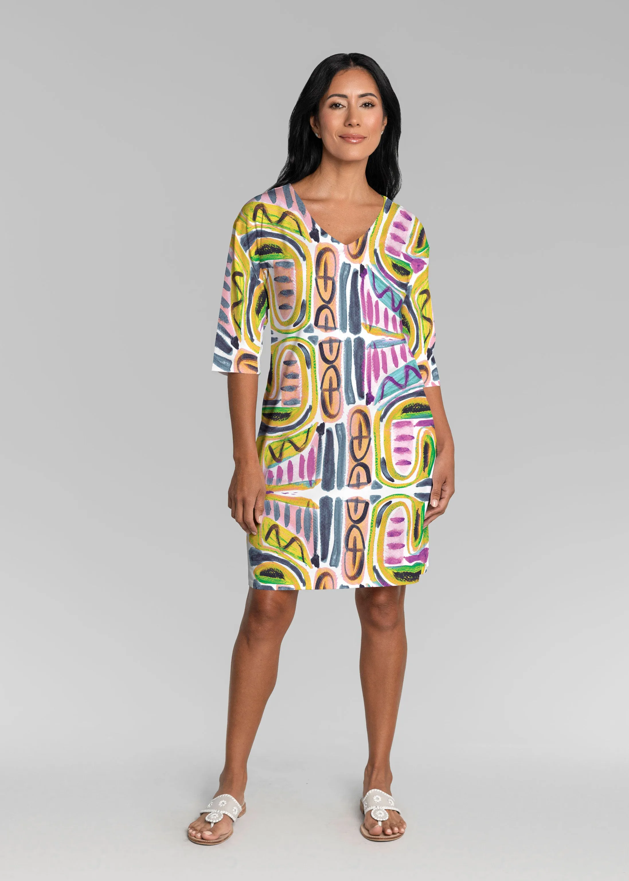 Musical Dance (17263) ~ Lucy 3/4 Sleeve V-Neck Dress