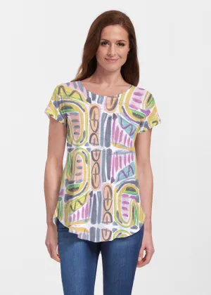 Musical Dance (17263) ~ Short Sleeve Scoop Neck Flowy Tunic