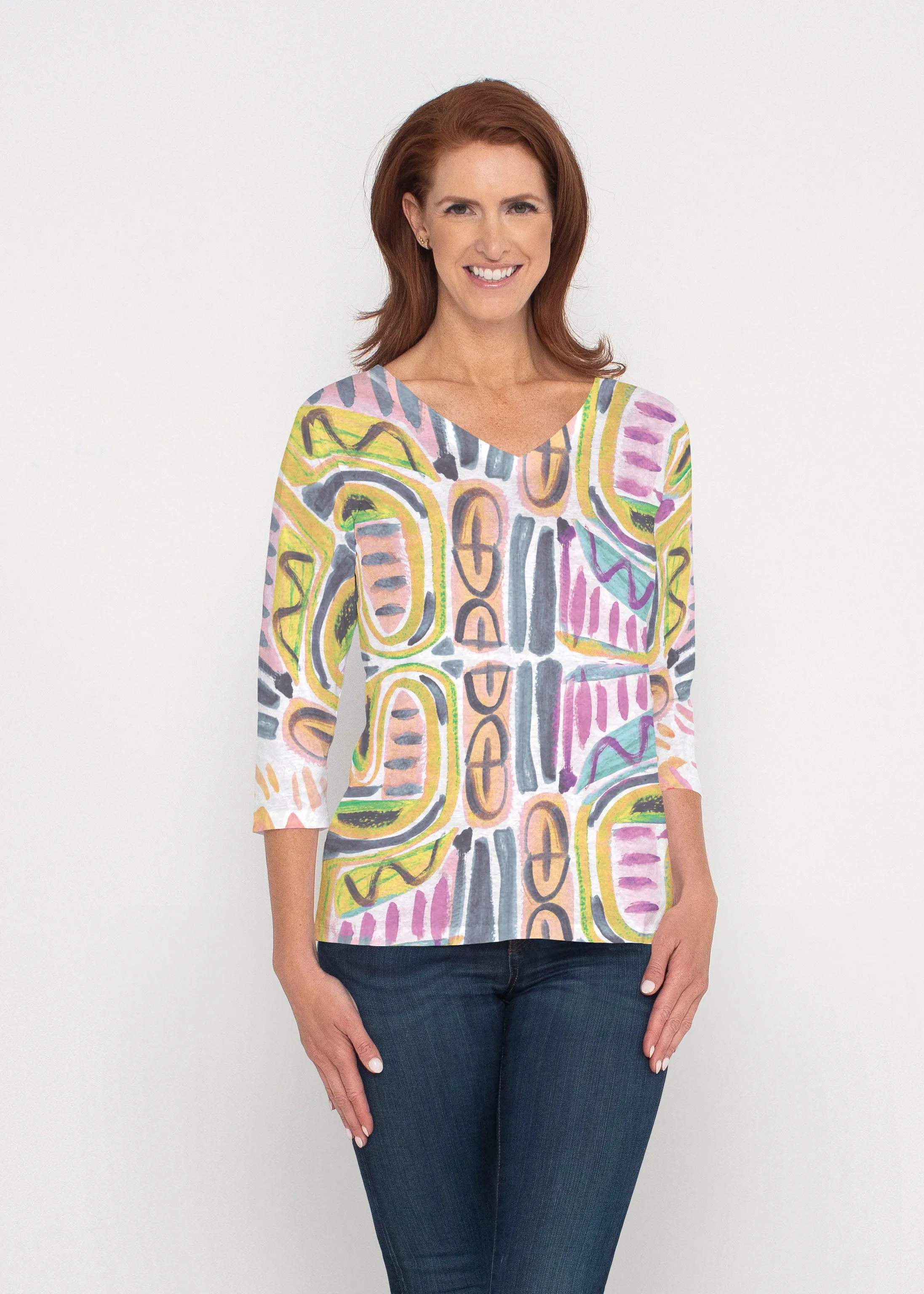 Musical Dance (17263) ~ Signature 3/4 Sleeve V-Neck Top
