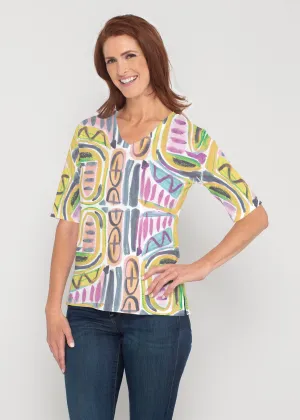 Musical Dance (17263) ~ Signature Elbow Sleeve V-Neck Top
