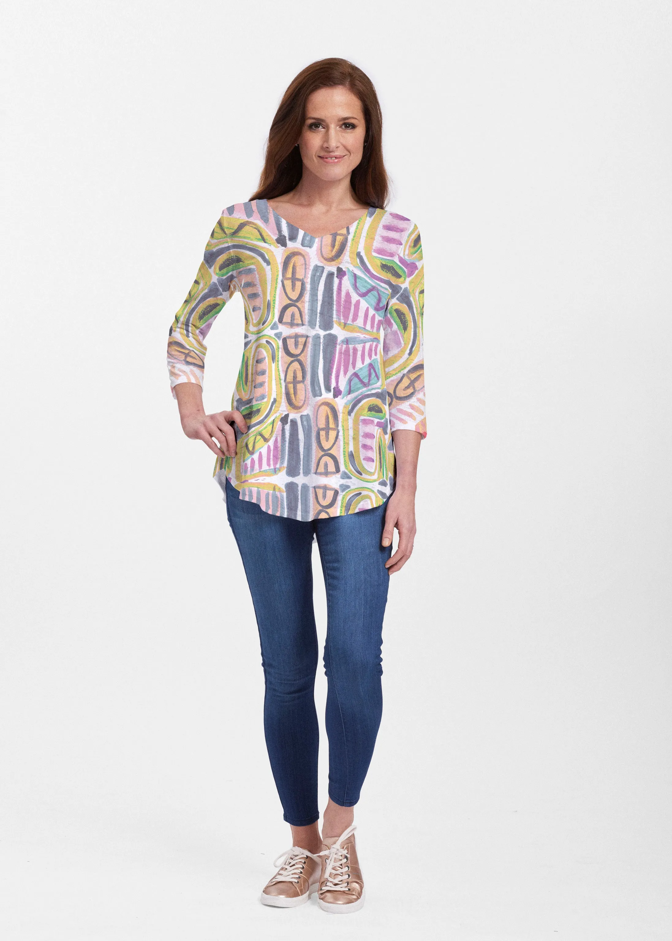 Musical Dance (17263) ~ V-neck Flowy Tunic