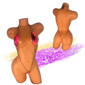 Neon Pink Camouflage Slingshot Bikini  Black String
