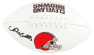 Nick Chubb Signed Browns Wilson White Team Logo Football - (SCHWARTZ COA)