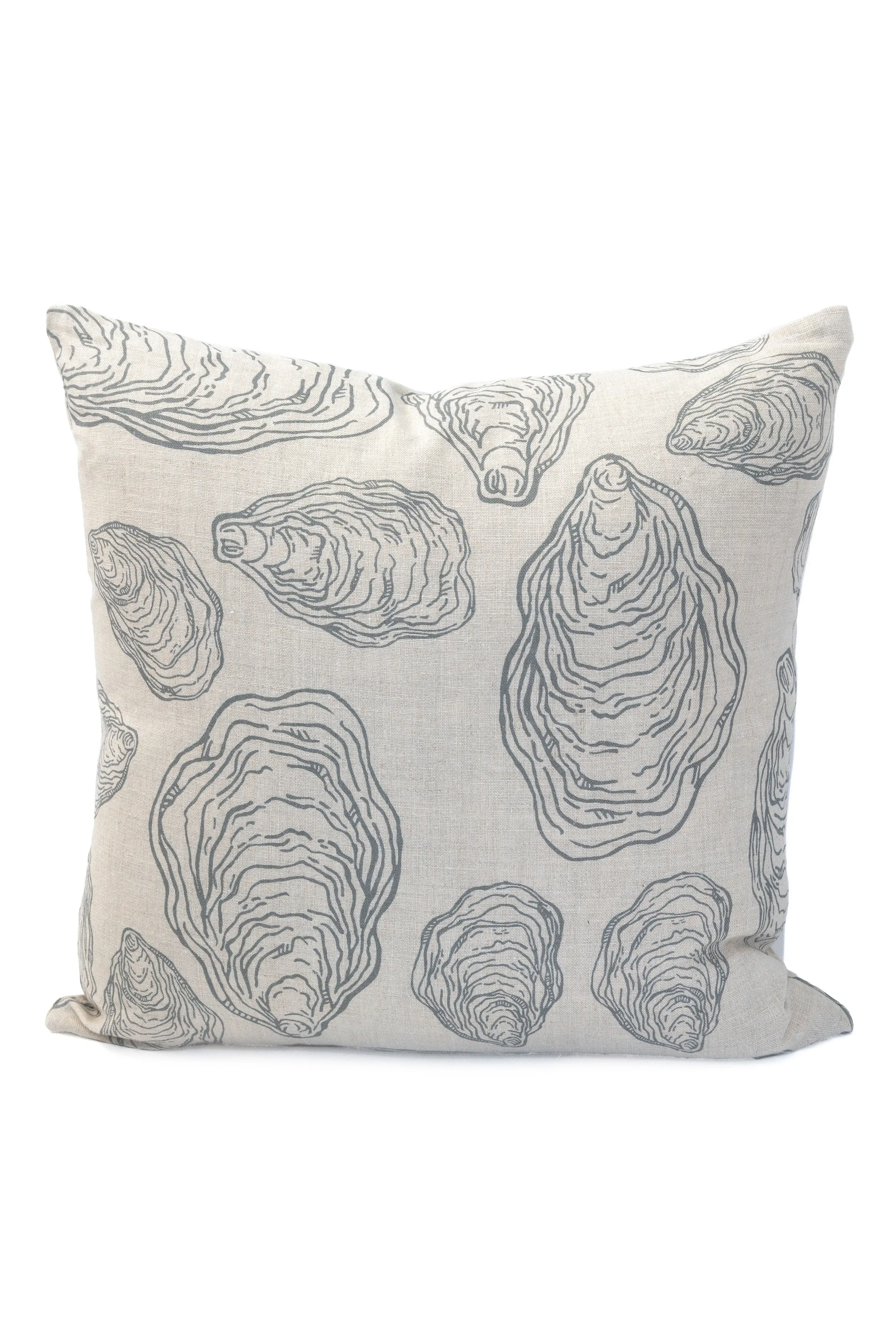 Oyster Shell Pillow - Cape Cod Grey on Belgian Linen