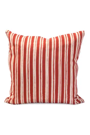 Painterly Stripe Pillow - Nantucket Red