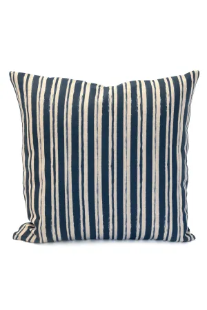 Painterly Stripe Pillow - Navy