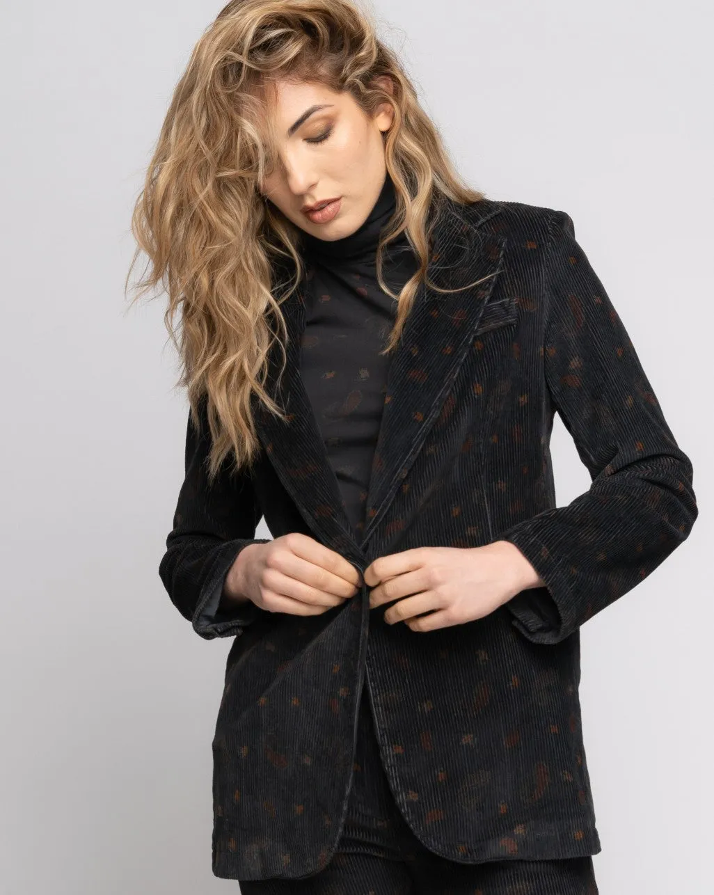 Paisley Single-Button Blazer
